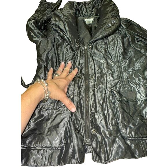 "CACHE" Silver Metallic Dress Coat VTG SZ M Belted 80's Girl's Night Out Club - Picture 7 of 16